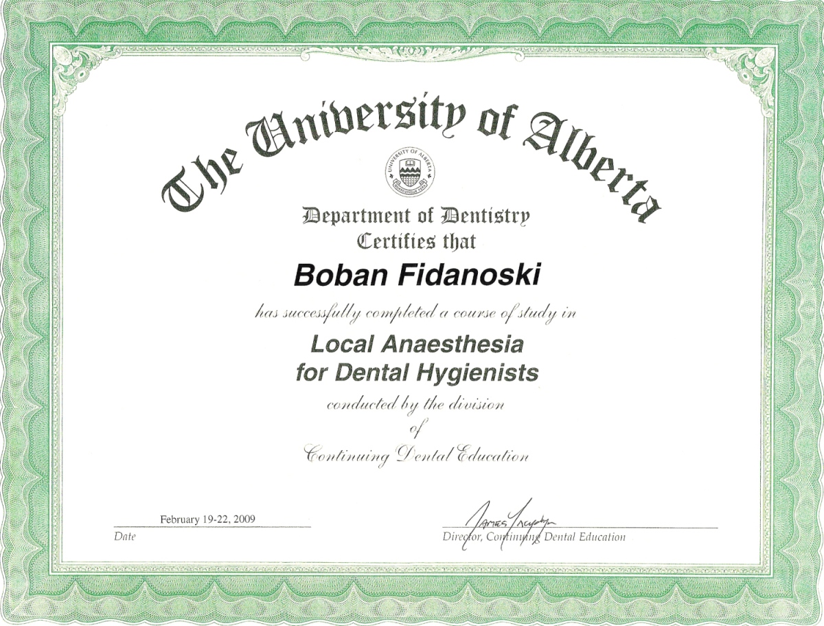 dental hygienist certificate