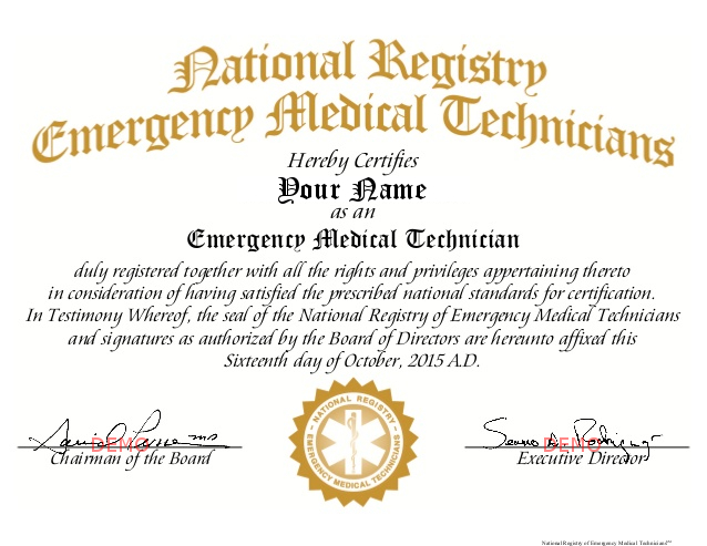 emt certificate