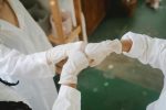 Nursing team fist bumps
