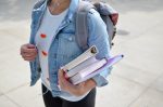 Nursing student on her way to class